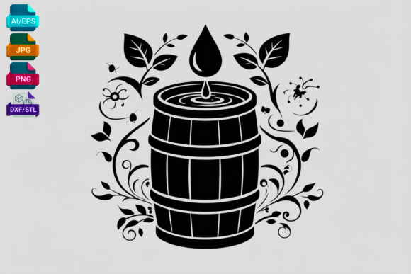 Barrel with Floral Swirls SVG Clipart Review