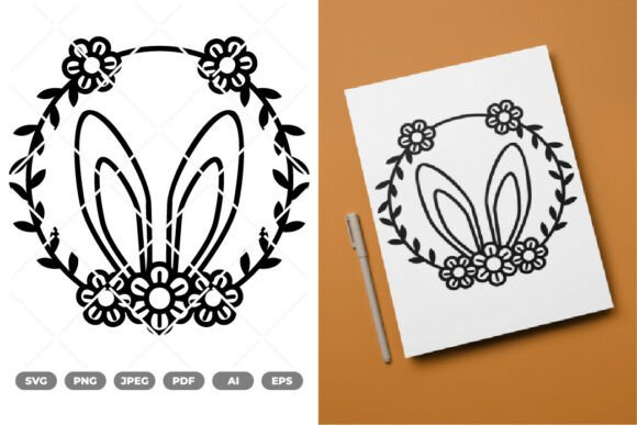 Bunny Ears Floral Frame SVG Clipart Review