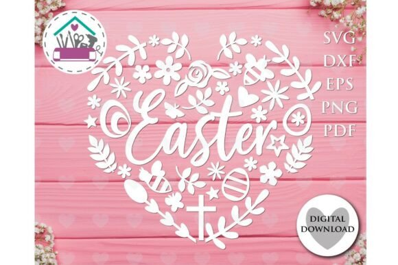 Easter Cross Floral Heart SVG Christian Review