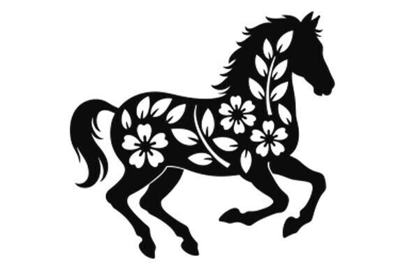 Floral Horse SVG Rustic Farmhouse Animal Review