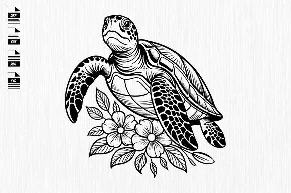 Sea Turtle with Flowers Svg Review