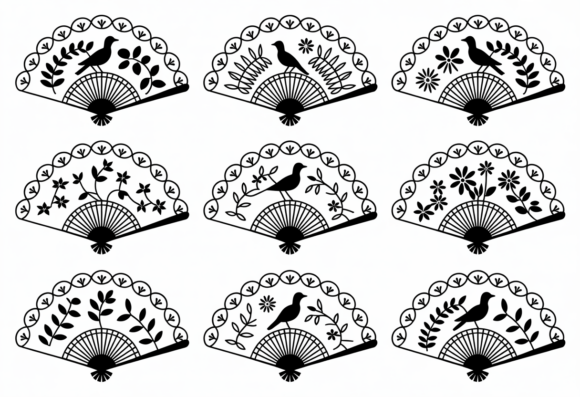 Vintage Bird and Floral Fan SVG Clipart Review