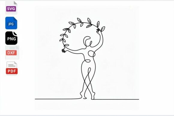 Woman Line Art SVG Floral Wreath Dancer Review